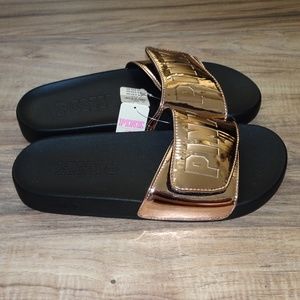 PINK VICTORIA'S SECRET NWT Rose Gold Slip Ons